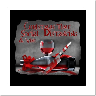 Christmas Time Social Distancing and Wine Posters and Art